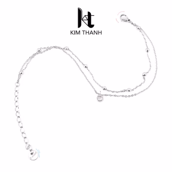 Lắc chân titan mặt pha lê dây đôi không gỉ - trang sức sỉ Kim Thanh