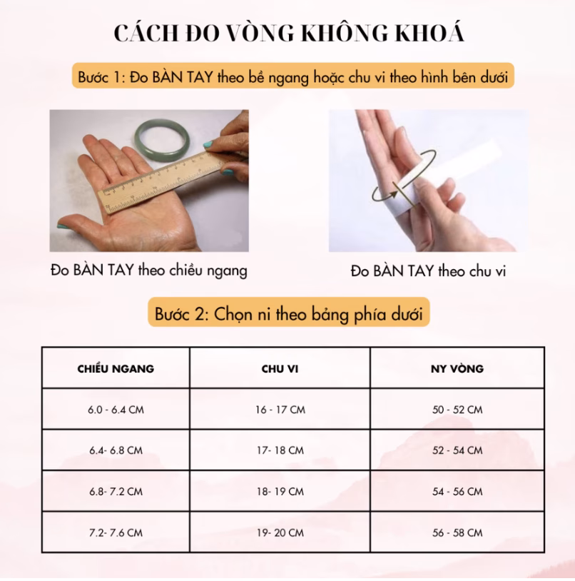 cách đo vòng tay không khoá - trang sức sỉ Kim Thanh